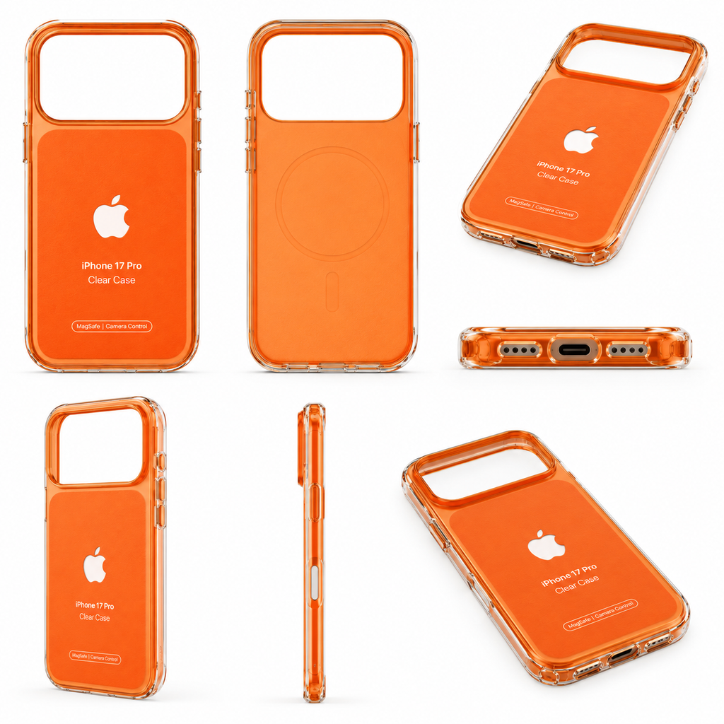 iPhone 17 Pro Clear Case – Orange | MagSafe Compatible