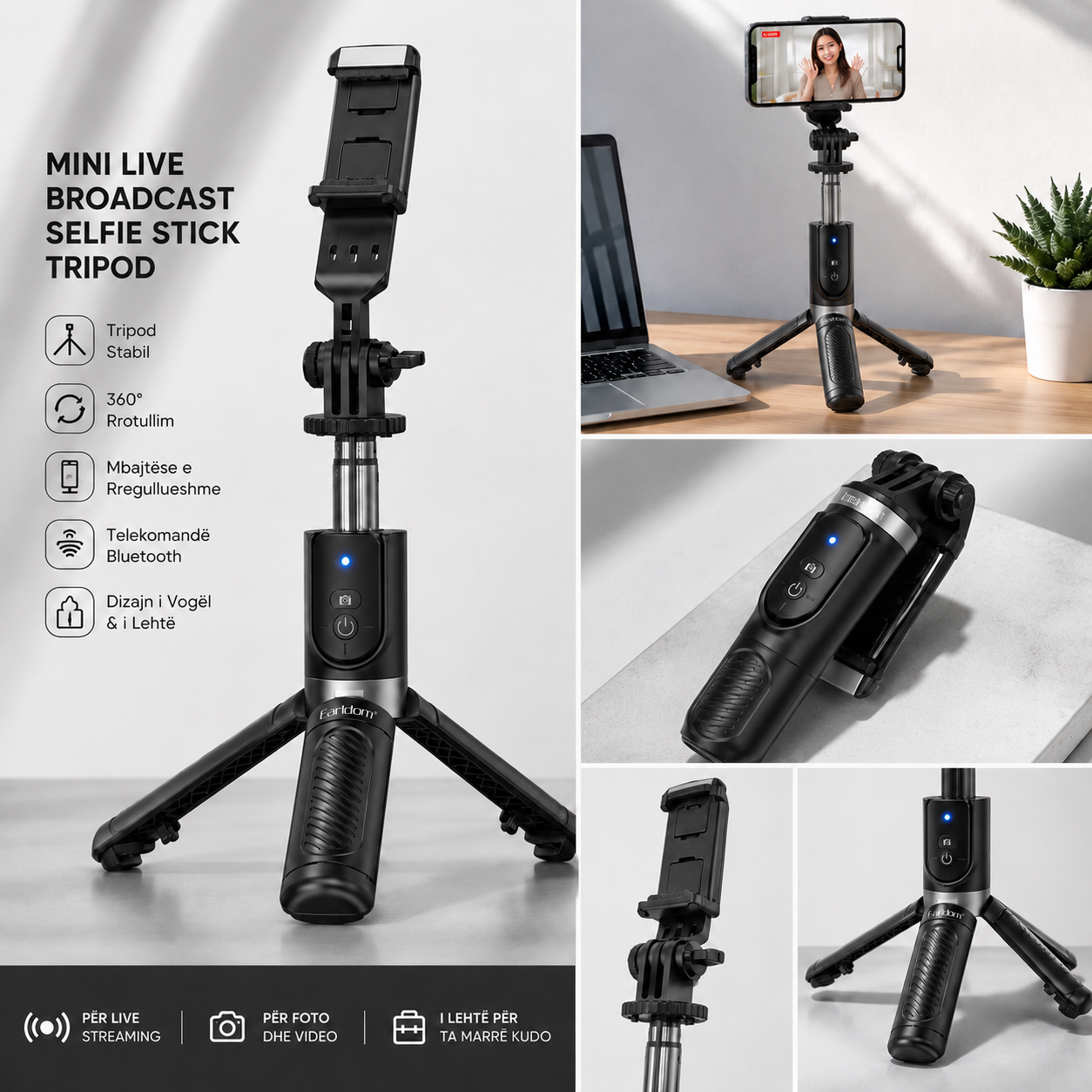 Mini Live Broadcast Selfie Stick Tripod