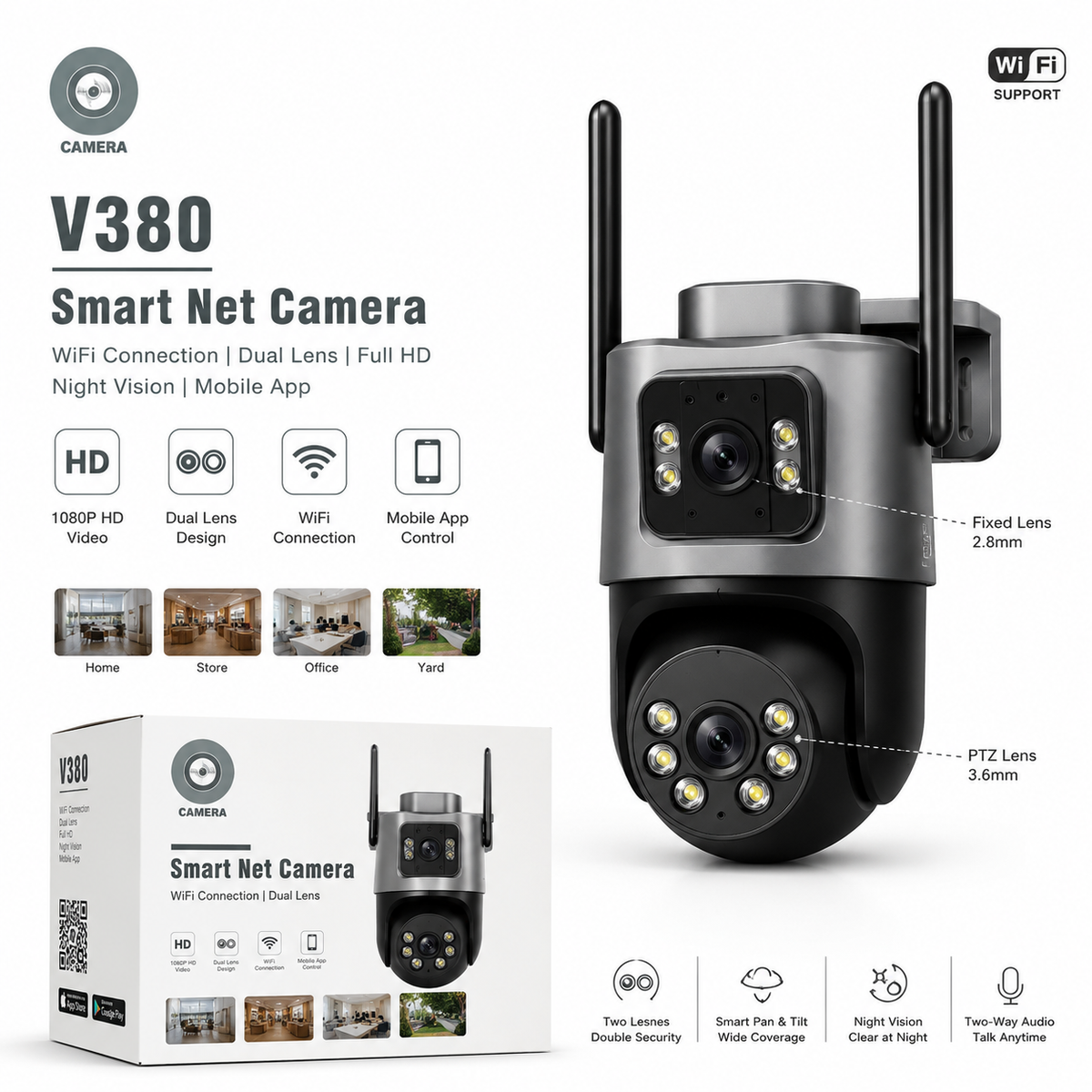 V380 Smart Net Camera – Dual Lens WiFi