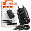 MOXOM GaN 35W Fast Charger – USB-A + USB-C me Kabllo Type-C