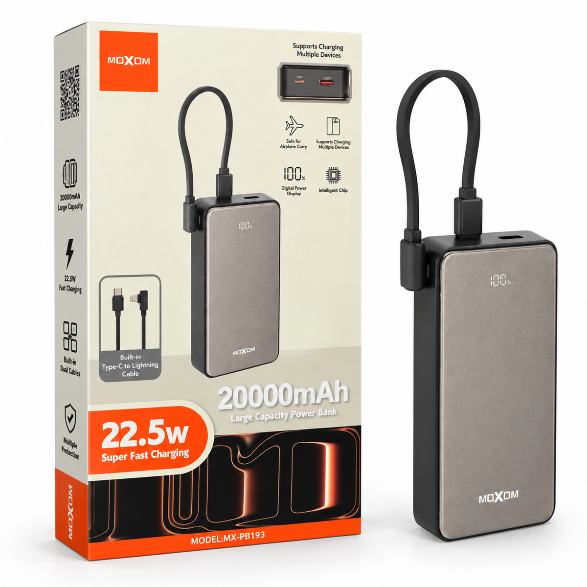 MOXOM Power Bank 20,000mAh – 22.5W Super Fast Charging